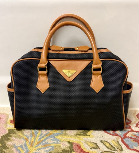 YVES SAINT LAURENT Vintage YSL PVC/Canvas Top Handle Boston Bag - Black/Brown
