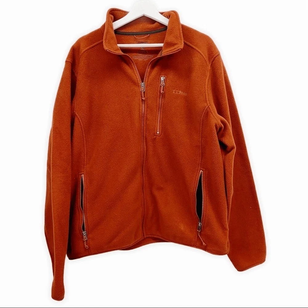 LL Bean Mens Rust Polartec Jacket Size XL