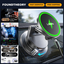 15W Magnetic Wireless Car Charger Mount for iPhone 18 Pro Max, Samsung, Pixel -