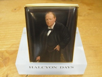 Ltd Ed Halcyon Days ''Winston Churchill'' - Sir William Orpen Emaille Box - 3 3/8''