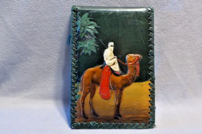 Vintage LEATHER Hand Tooled Embossed  Egyptian PHOTO ALBUM