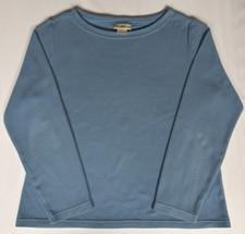 TravelSmith Fleece Pullover Women L Blue Vintage USA Made Crew Neck Style 5408
