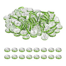 10mm Rondelle Spacer Bead, 200 Pcs Rhinestone Loose Bead, Silver/Light Green