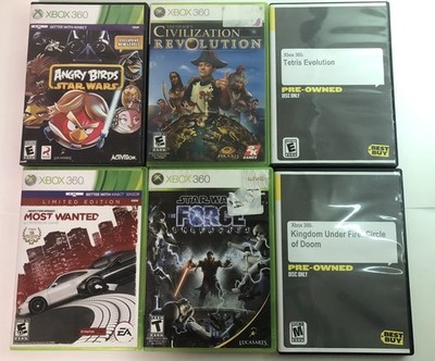 Xbox 360 game Lot Of 6. Star Wars NFS Tetris Angry Birds Civilization Revolution