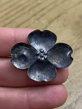 Vintage Stuart NYE dogwood Floral sterling silver 925 Signed brooch pin