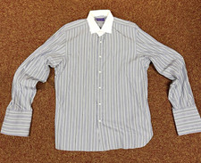 Ralph Lauren Purple Label Dress Shirt Mens 17 White Contrast Collar French Cuff