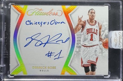 Derrick Rose 2024-25 Flawless Phrases Inscription ‘Chicago’s Own’ Auto 1/5 JSY #