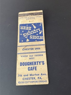 Vintage Pennsylvania Matchbook  DOUGHERTY'S CAFE  Chester