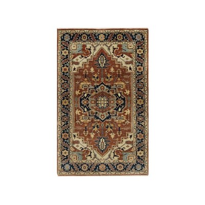 3'1''x5'2'' Red Antiqued Fine Heriz Re-Creation New Zealand Wool Hand Knotted Rug
