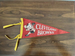 Vintage Cleveland Browns 11.5" Football Pennant, Brownie the Elf, Felt, Rare
