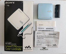 Sony MZ-EH50 HI-MD MiniDisc Walkman Blue No Gum Battery AA Adapter Box Manual