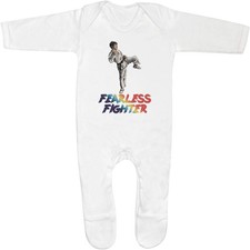 'Martial Mastery, Fearless Fighter' Baby Sleepsuits (SS049043)