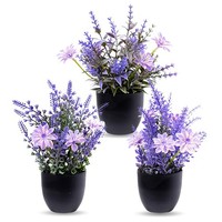 Kunstpflanze Lavendel Im Topf 3Er Set Deko FüR Wohnzimmer Schlafzimmer BüRo 25Cm