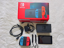 Nintendo Switch Console Bundle Grey Dock Neon Blue/Red Joy-Con Cables Boxed