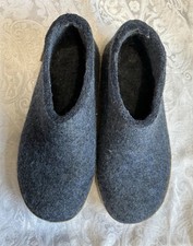 Glerups 37 Slippers Blue Wool Womens 7 Natural Leather Sole