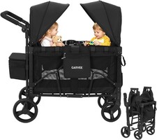 2-Seater All-Terrain Stroller Wagon for Kid Foldable Push/Pull with Wheel Canopy