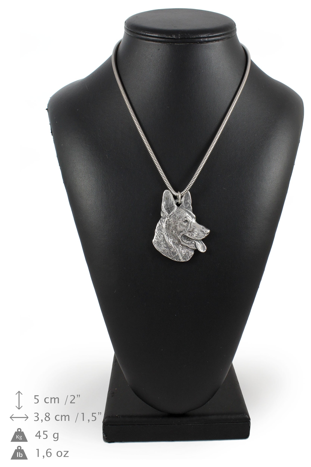 Berger allemand - silver plaqué collier sur une cordon en silver Art Dog FR Berger allemand - silver plaqué collier sur une cordon en silver Art Dog FR