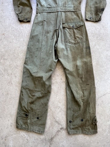 1940s Vtg US HBT 13 Star Button Mechanic 36R Special OD 7 Tanker Coveralls 40s - Picture 11 of 21