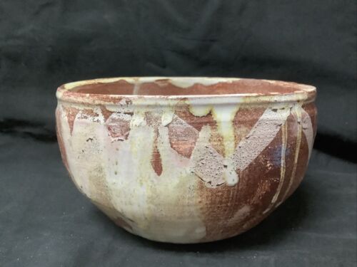Vintage Ciotola in ceramica fatta a mano, toni marrone/giallo, 7" L x 4" P, concava - Foto 3 di 6