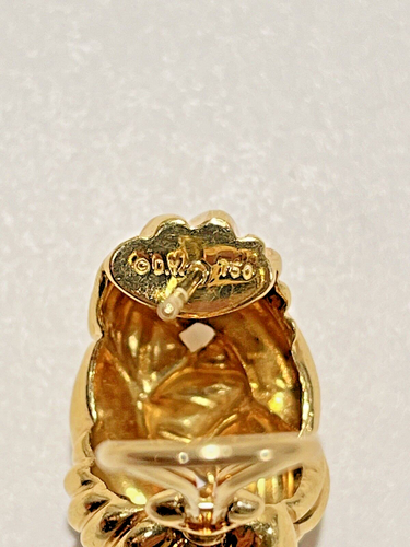 David Yurman 750/18K Gold Hoop Earrings Huggies Omega Backings 11.1 Gr. - Picture 11 of 18