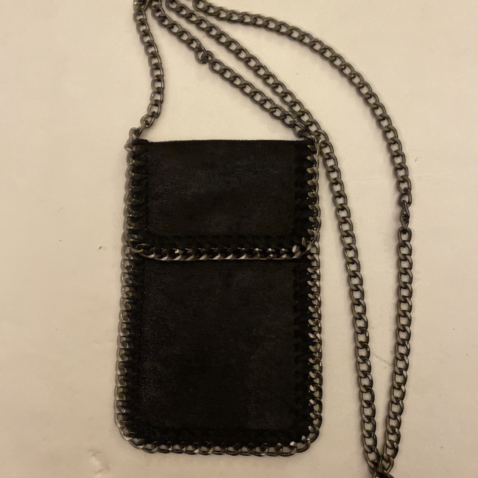 Crossbody Bag Mobile Phone Cellphone Purse Pouch Black Shimmer Metal Chain-image