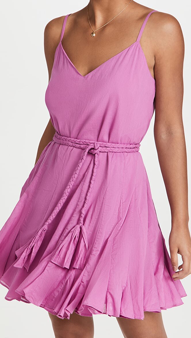 rhode purple dress Rhode Orange Purple White Floral Cotton Puff Sleeve Belted Maxi Dress XS
