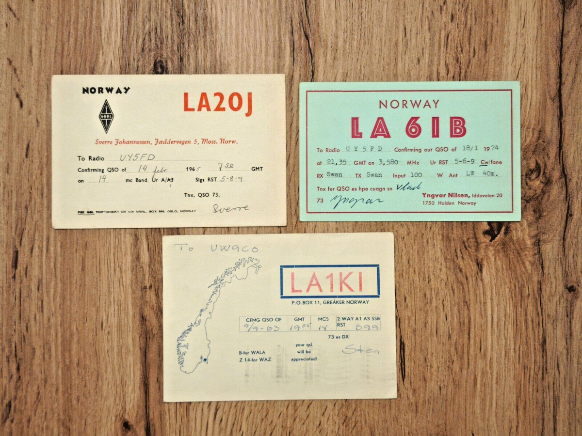 rare qsl cards QSL cards lot vintage NORWAY LA20J, LA6IB, LA1KI