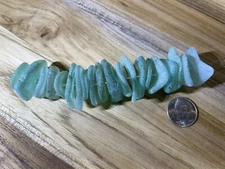 Sea glass - 20 Medium Center Drilled Pieces Of Aqua Blue Sea Glass