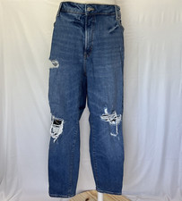Old Navy High Rise OG Straight Medium Wash Ripped Denim Mom Jeans Womens Size 20