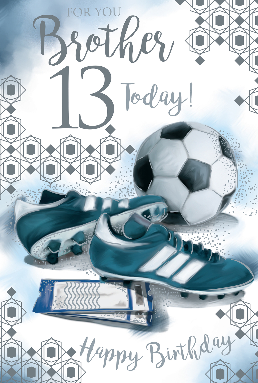 Brother 13th Birthday Card 13 Today Football Happy Lovely Verse