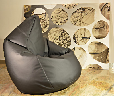 pouff poltrona sacco in Ecopelle VUOTO pouf puff puf nero