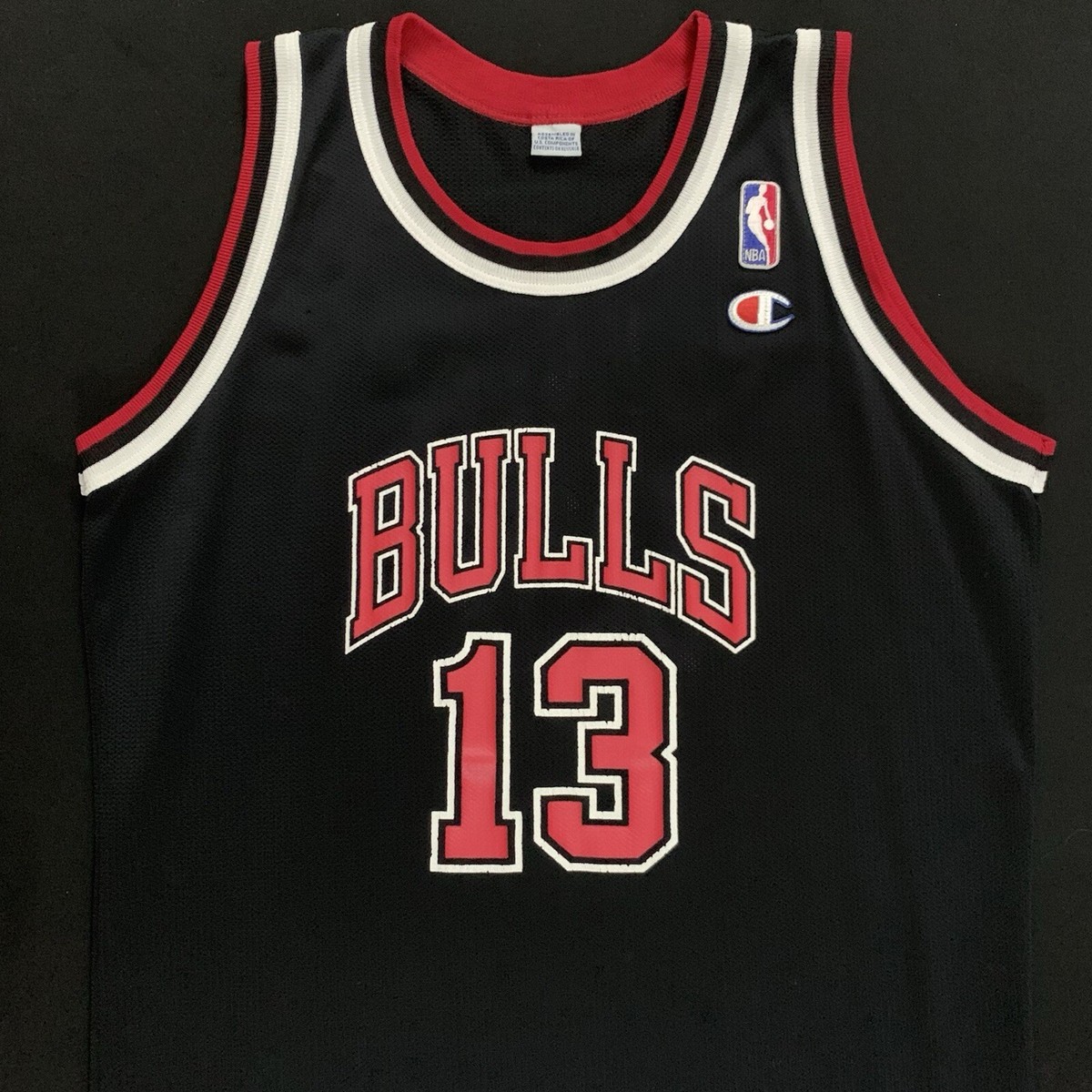 【USA-vintage】champion chicago bulls 希少 Rare Vintage Champion Luc Longley Chicago Bulls #13 Black