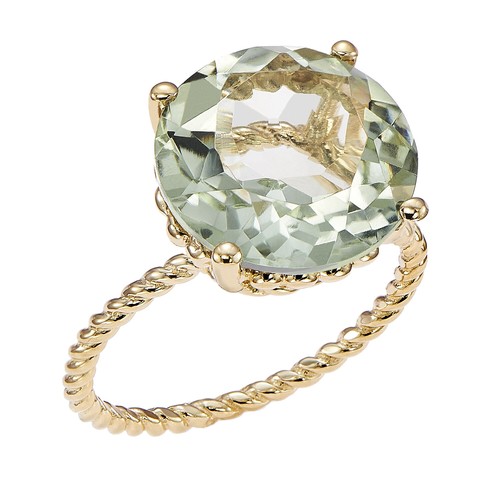 Anillo de compromiso solitario de amatista verde natural de 5 quilates de oro amarillo macizo de 14 quilates - Imagen 5 de 14