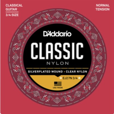 D'Addario EJ27N3/4 klassische Nylon-Gitarrensaiten 3/4 GRÖSSE - NORMALE Spannung
