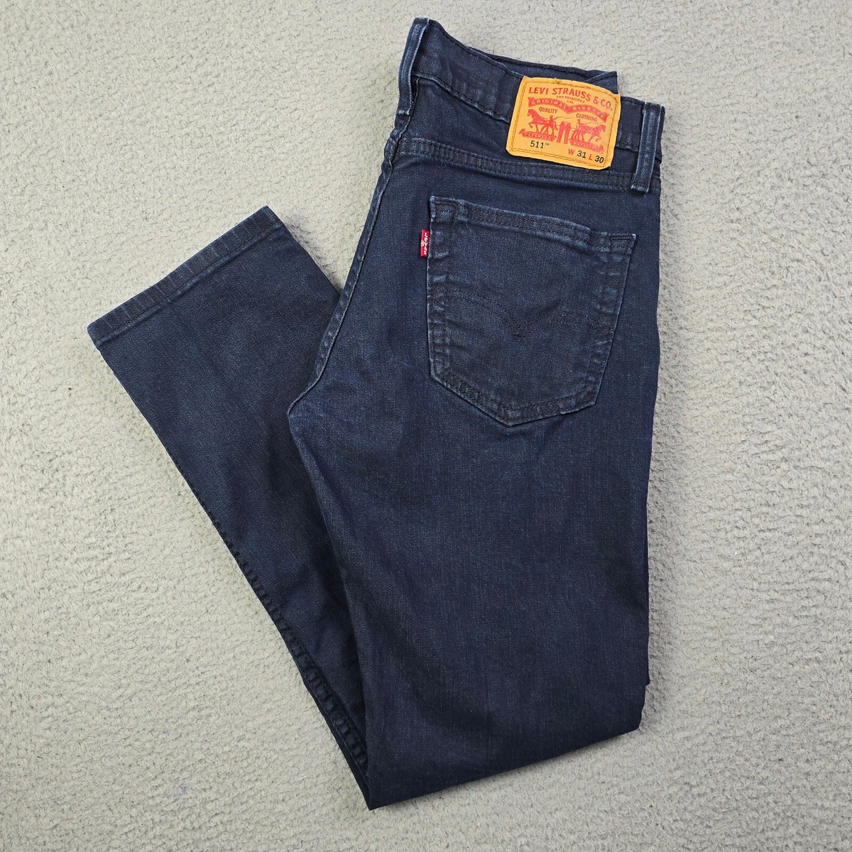 Levis 511 Jeans Mens 31X30 Blue Slim Fit White LOW RISE PREPPY