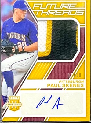 2023 Panini Elite #FTS-PS Paul Skenes Future Threads Gold Signatures #7/10