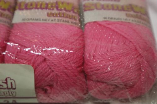10 x 50g balls vintage Patons Stonewash cotton yarn still in packet - candy pink - Picture 3 of 4