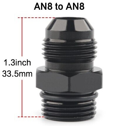 ORB-8 O-Ring Boss -8AN to -8AN Male Adapter Fitting Straight Black Anodized USA - Picture 2 of 6