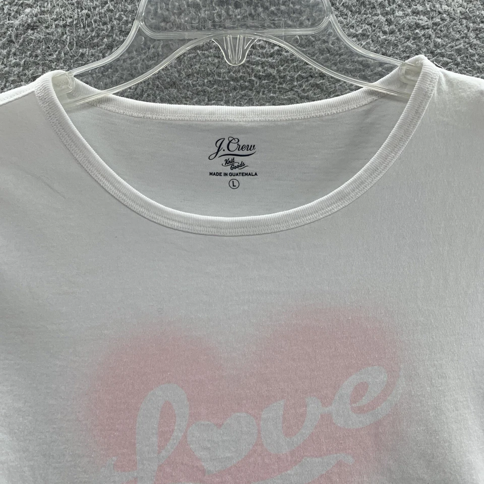Camiseta manga corta J.Crew Knit Goods blanca logotipo LOVE periwinkle talla L Foto 3 de 4