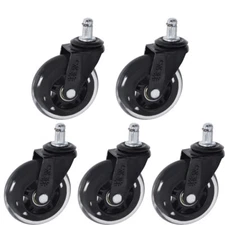 Set of 5 3 inch Office Chair Caster Rubber Swivel Wheels Replacement Heavy Duty