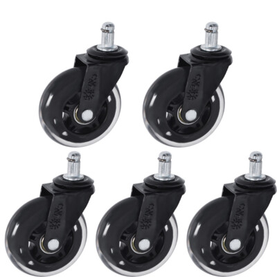 #ad Set of 5 3 inch Office Chair Caster Rubber Swivel Wheels Replacement Heavy Duty $14.39