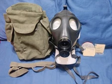 German Drager Simplex Military Gas Mask - Post WW2 WWII Vintage - Bag & Lenses