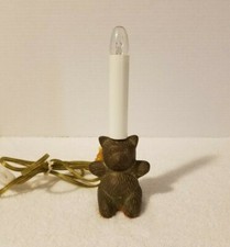 Vintage Brass Bear Lamp Nursery Child's Room Nightlight Candle Style Electric