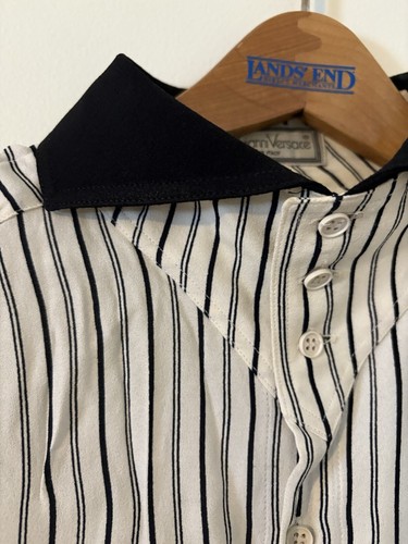 Vintage 1970s Gianni Versace Striped Button Down Made In Italy Blouse Designer - Picture 6 of 12