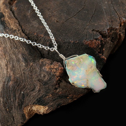 Ethiopian Opal Pendant Necklace 925 