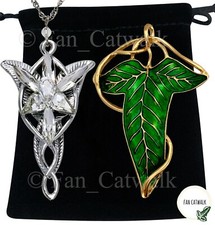 Image of GOLD VEINS + Elven Leaf Brooch SET Pin Badge Hobbit LOTR Lord of The Rings Cape
