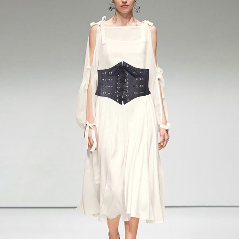 Waist-Tightening Self-Cultivation Rivet Imitation Leathers Elastic ...