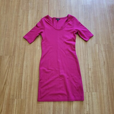 topshop pink bodycon dress Topshop Dress Womens 6 Pink Magenta Fitted Bodycon Basic Minimalist Summer  Dress