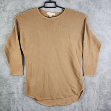 Womens Michael Kors Tunic Knit Sweater Brown Long Sleeve Round Neck Size L