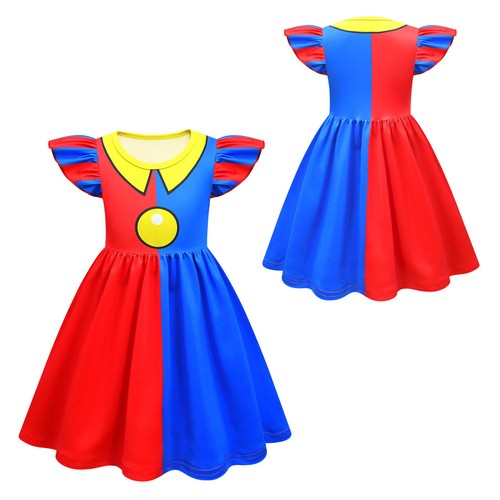 Girls Dress Color Contrast Clown Costume Role Play Uniform Soft Halloween Kids - Bild 4 von 31